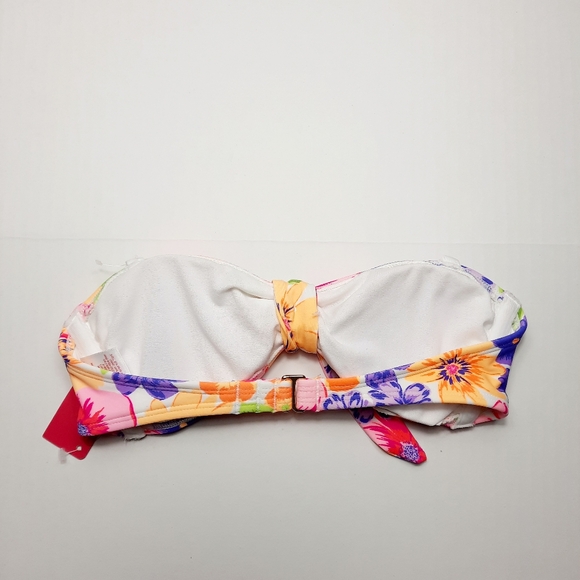 Xhilaration Bandeau Bikini Swimsuit Top Junior Size Small Pink Floral Strapless - Picture 2 of 6